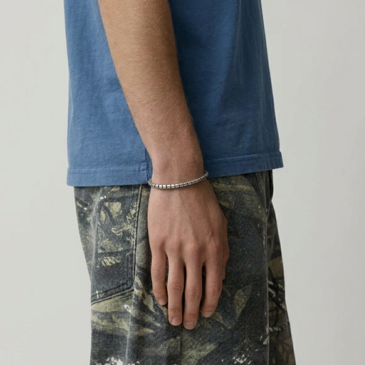 Edelstahl Armband für Herren mit strukturiertem Design – stilvoller Schmuck für moderne Outfits